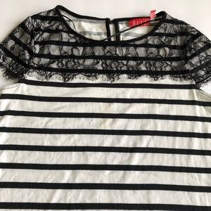 Elle black& white striped shirt with lace top